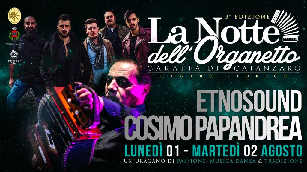 Ritorna "La Notte dell’Organetto" l'1 e 2 agosto a Caraffa