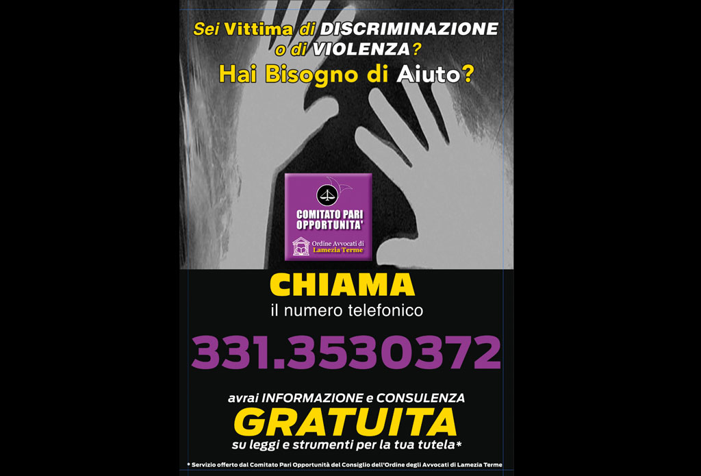 Lamezia, Comitato Pari Opportunità: numero per vittime di discriminazione e violenza attivo 7 giorni su 7
