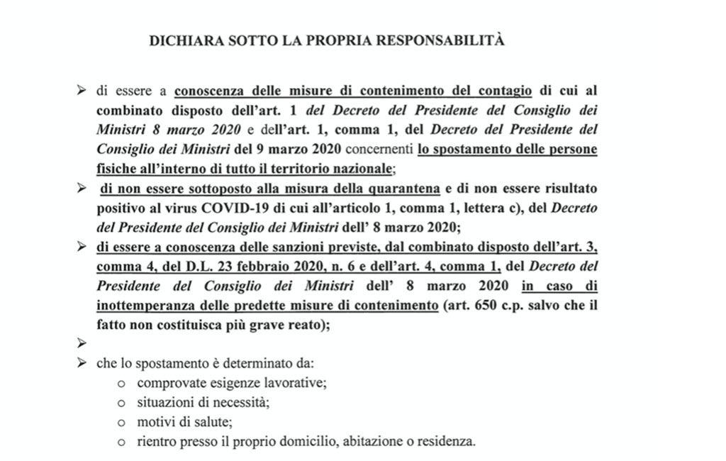 Coronavirus, dal Viminale nuovo modello di autocertificazione