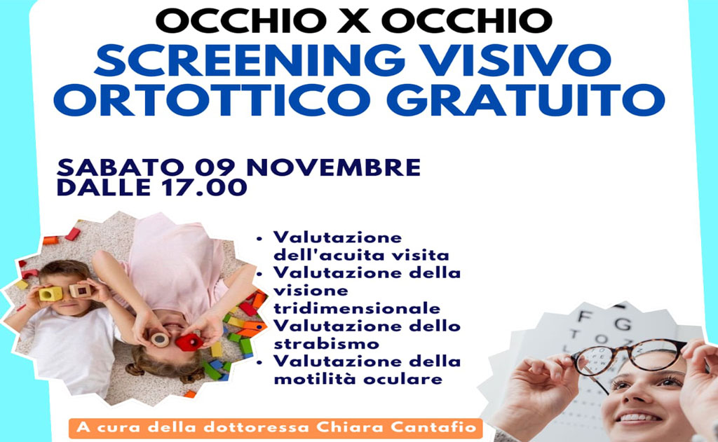 Lamezia, ‘Occhio x Occhio’: screening ortottico gratuito per bambini dai due anni il 9 novembre