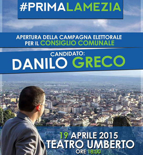 Domenica 19 aprile Greco presenta sua candidatura al consiglio comunale