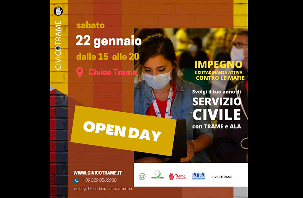 Lamezia, Servizio Civile Universale con Fondazione Trame e Ala: domani l’open Day