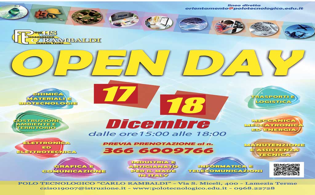 Lamezia, Open day il 17 e 18 dicembre al Polo Tecnologico "Carlo Rambaldi"
