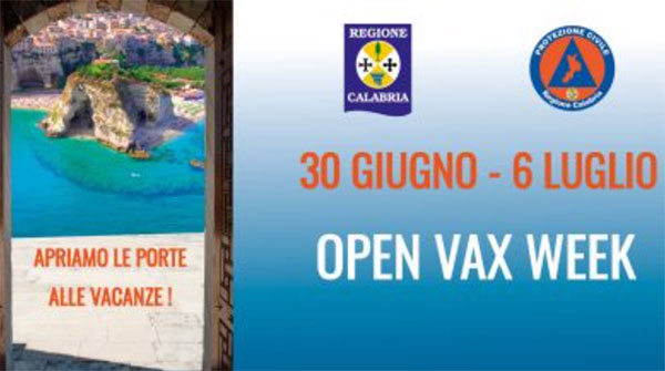 Covid, dal 30 giugno al 6 luglio "Open vax week": in Calabria vaccinazioni senza prenotazione