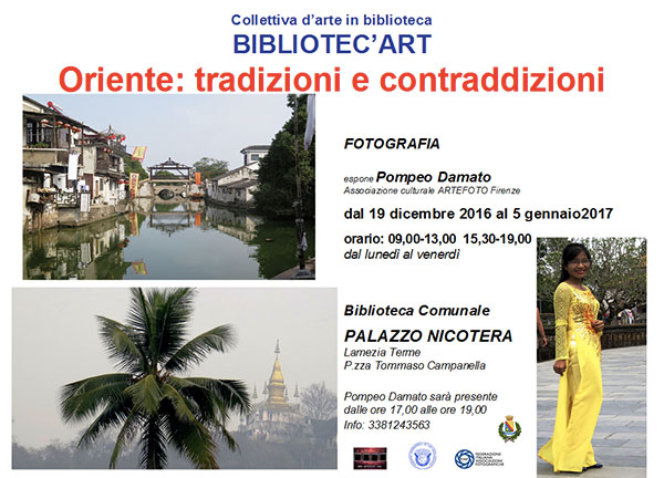 Lamezia: Bibliotec'art, l'estremo Oriente di Pompeo Damato in mostra dal 19 dicembre al 5 gennaio