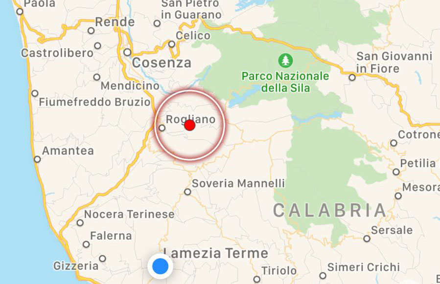 Terremoto di magnitudo 3.3 avvertito nel cosentino