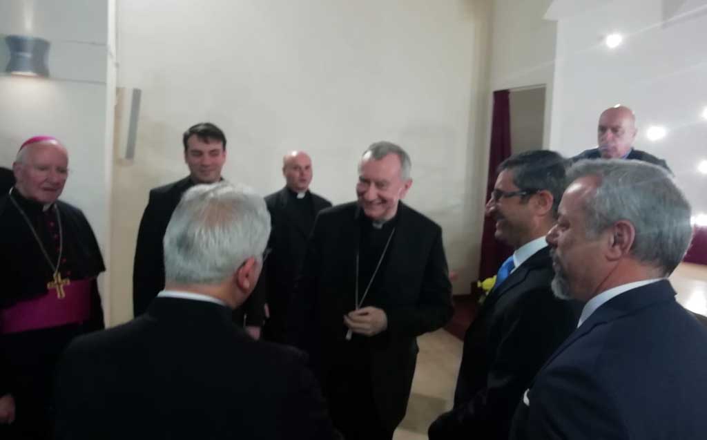 Lamezia, Cardinale Parolin incontra lavoratori e benefattori chiesa San Benedetto: "Un lavoro corale"