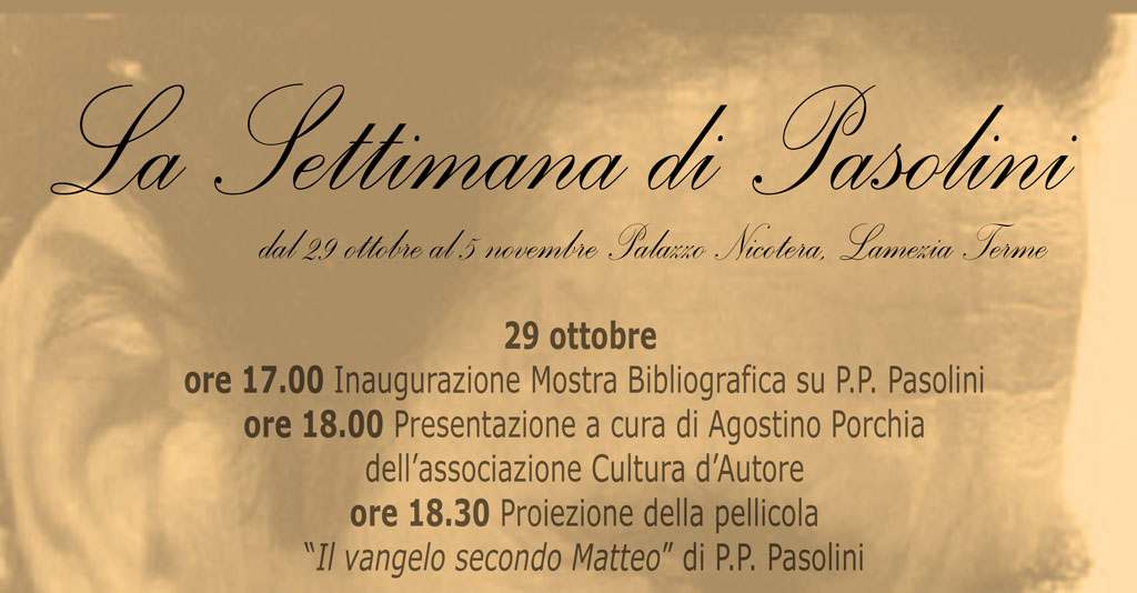 Lamezia: dal 29 ottobre tre giorni dedicati a Pasolini