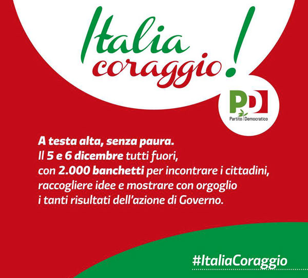 Lamezia: il Pd aderisce all’iniziativa Italia Coraggio sabato 5 dicembre