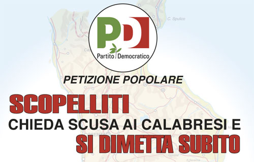 Mobilitazione Pd per raccolta firme dimissioni Scopelliti