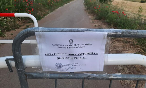 Sequestrata a Morano Calabro pista ciclabile, era stata inaugurata da poco