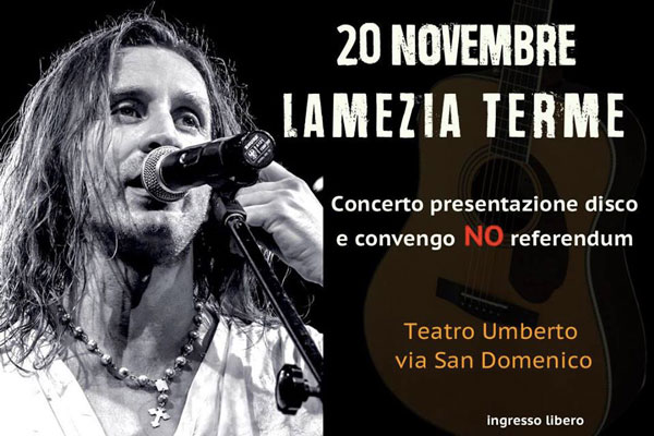 Lamezia, Mtl: Povia il 20 novembre al teatro Umberto per dire “No” al referendum