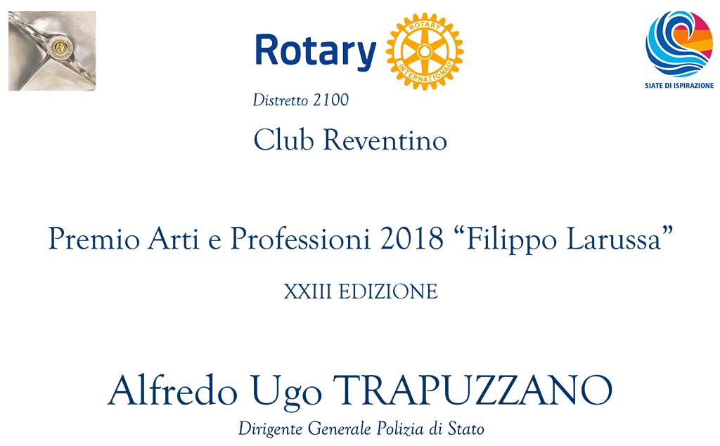 Rotary Club Reventino consegna premio "Arti e Professioni 2018" a Gizzeria