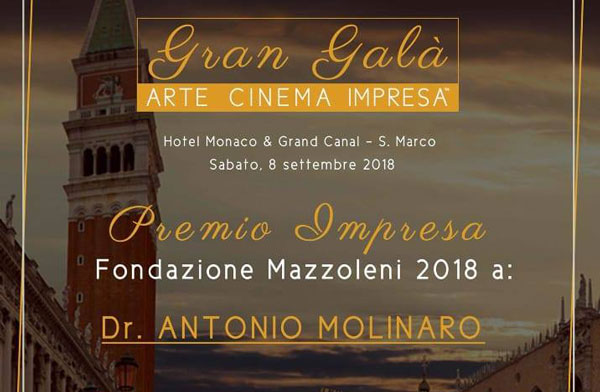 A Venezia premio per il calabrese Antonio Molinaro al Gran Galà Arte Cinema & Impresa