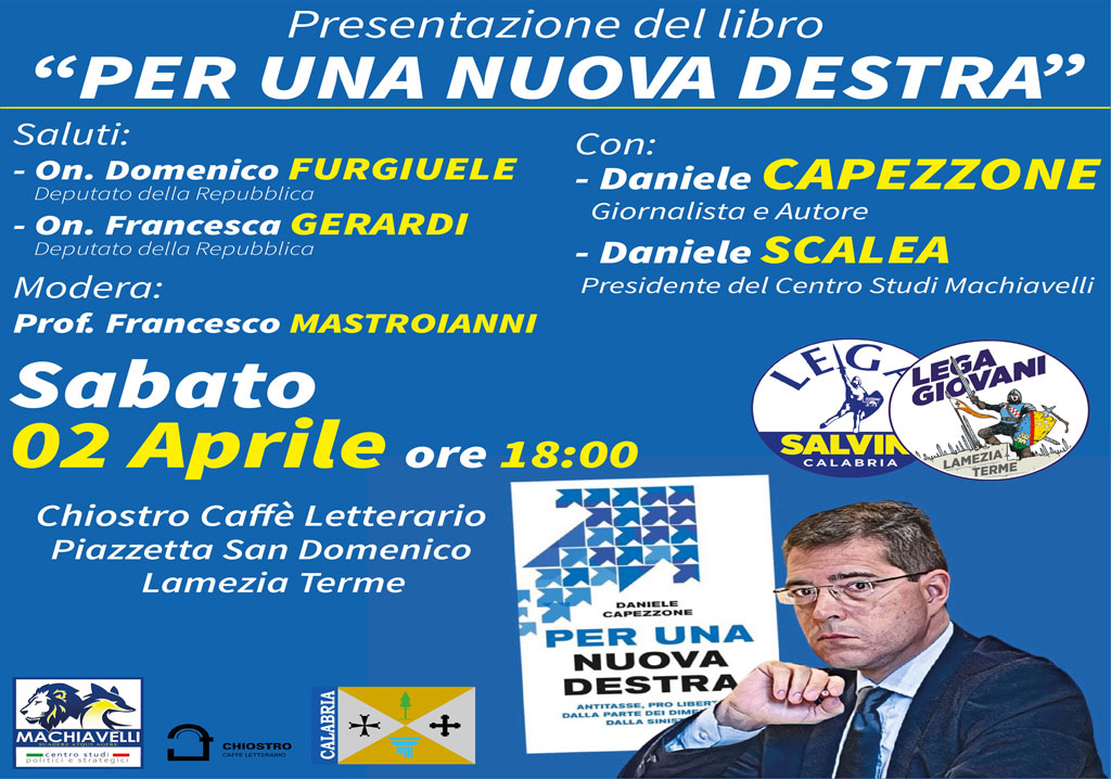 Daniele Capezzone a Lamezia, Furgiuele: "Un punto di riferimento prezioso per la destra che verrà"