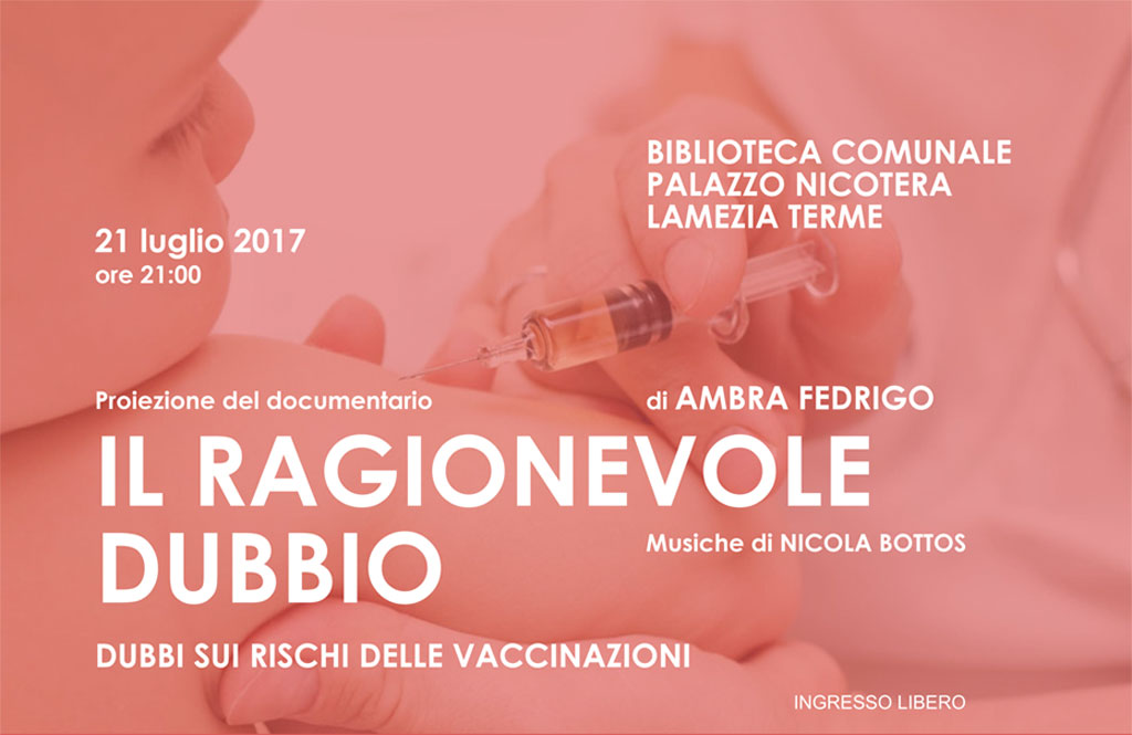 Lamezia: il 21 luglio proiezione docufilm “Il ragionevole dubbio”, riflessione sul tema delle vaccinazioni