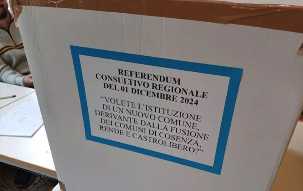 Proposta "Città unica Cosenza", vince no a referendum col 58,23%