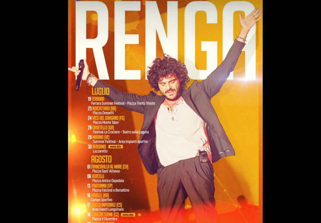 Lamezia, concerto di Francesco Renga il 18 agosto in piazza 5 Dicembre