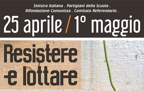 Lamezia: "25 aprile e 1 maggio ogni giorno", iniziativa di Sinistra Italiana e Partigiani della scuola il 27 aprile