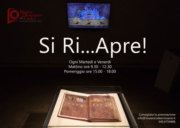 Covid, riapre le porte il museo Diocesano e del Codex a Corigliano Rossano