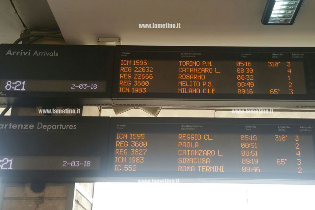 Maltempo, treni in ritardo in tutta Italia: disagi anche per i passeggeri calabresi