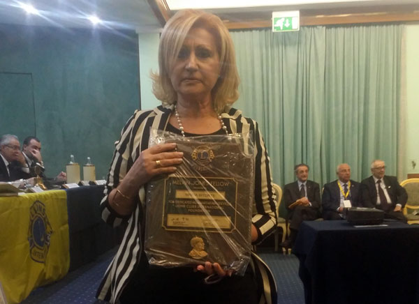 Quinto congresso d’inverno Lions Clubs Distretto 108 Ya, premio "Melvin Jones" a Maria Bitonte