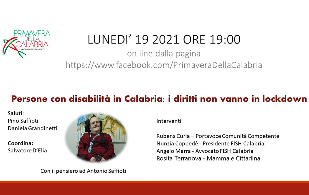 Focus sui diritti delle persone con disabilità in Calabria ricordando Antonio Saffioti il 19 aprile