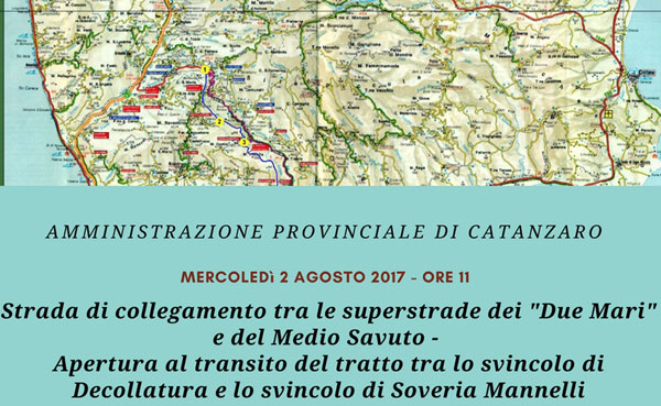Dal 2 agosto riaperta al traffico strada Medio-Savuto tra Soveria e Decollatura