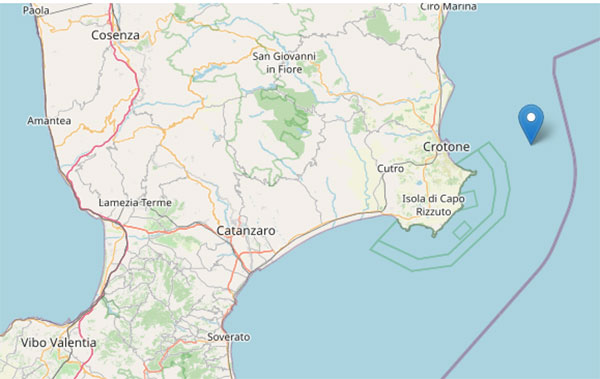 Terremoto, scossa di magnitudo 3.5 sulla costa ionica crotonese