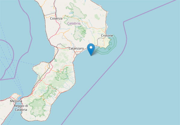 Scossa di terremoto 2.7 a largo costa ionica calabrese
