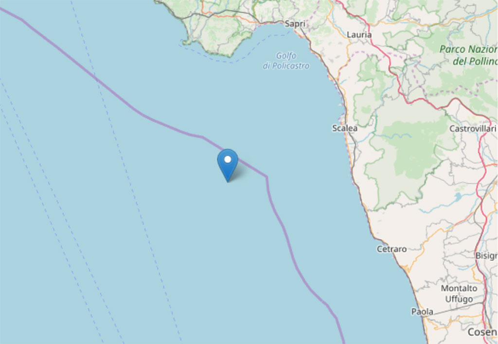 Scossa di magnitudo 3.0 al largo della Calabria