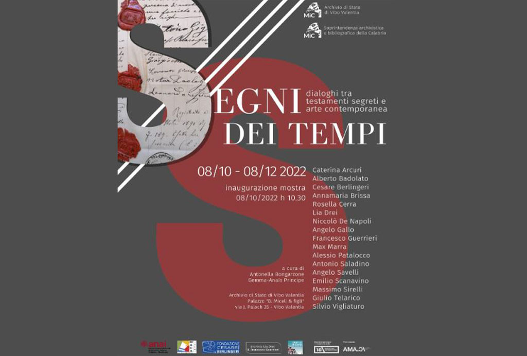 "Segni dei tempi. Dialoghi tra testamenti segreti e arte contemporanea" inaugurazione mostra all'Archivio di Stato di Vibo
