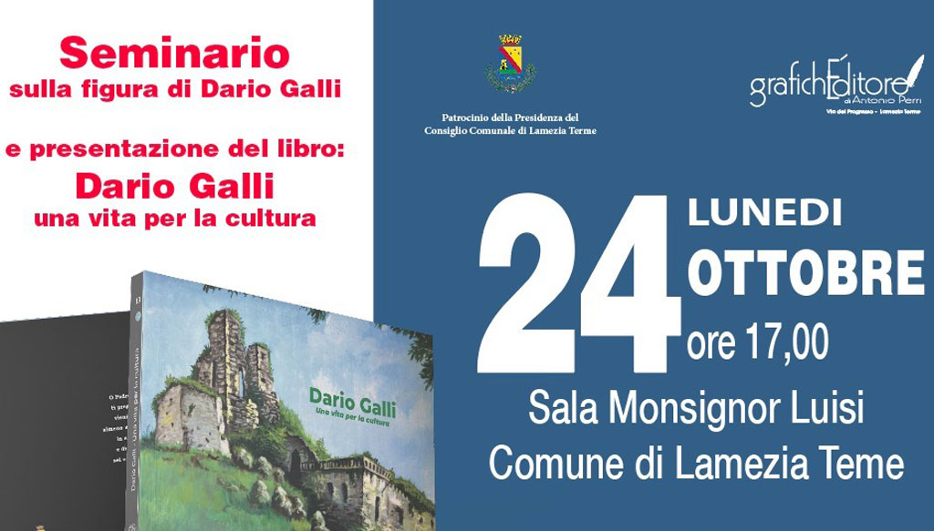 Lamezia, seminario sulla figura del poeta Dario Galli il 24 ottobre