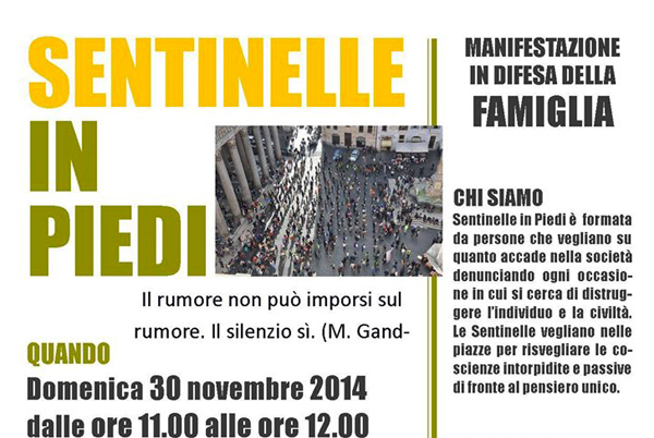 Lamezia: “Sentinelle in piedi” domenica 30 novembre su Corso Nicotera