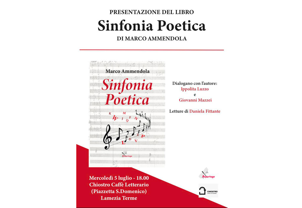 Lamezia, presentazione Sinfonia Poetica di Marco Ammendola al Chiostro