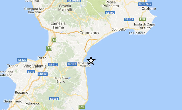 Lieve scossa di terremoto di magnitudo 2.5 a Soverato 