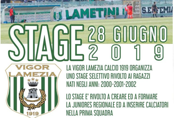 Vigor Lamezia Calcio 1919: il 28 giugno stage selettivo al "Riga"