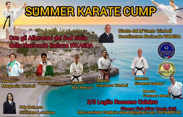 Summer karate camp a Mirto Crosia il 2 e 3 luglio, ci sarà anche il lametino Aldo Mercuri
