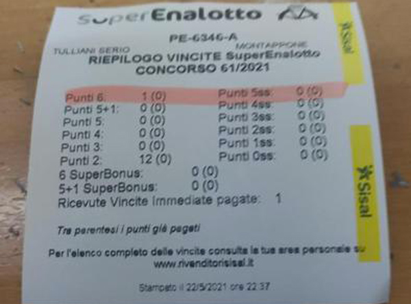 Centrato 6 al Superenalotto a Catanzaro: vinti 40mila euro 