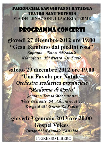 Lamezia: Diversi appuntamenti durante feste al teatro Sant'Eufemia