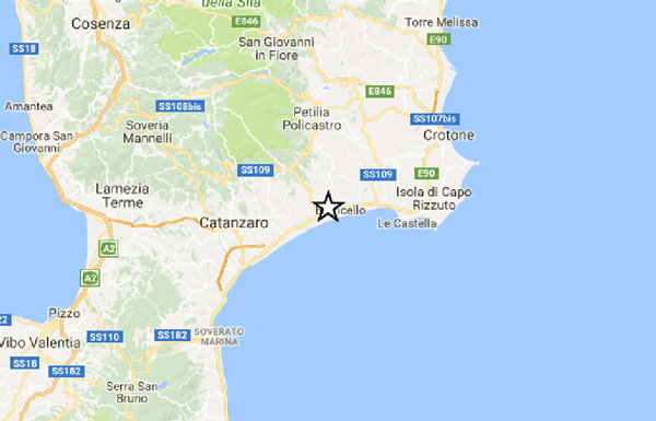 Tre scosse di terremoto nel catanzarese, la più forte di magnitudo 3.6