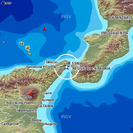 Scossa di magnitudo 4 nello stretto di Messina