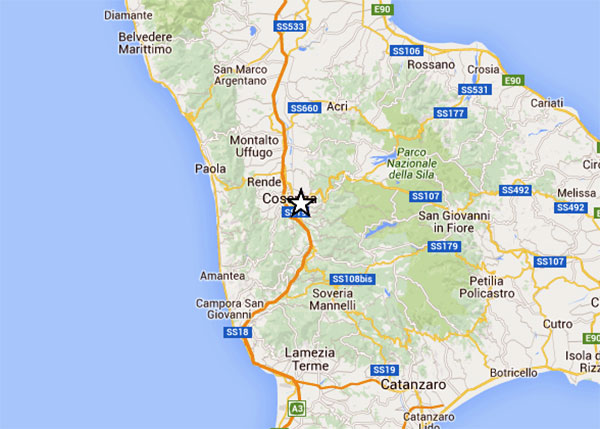 Terremoto di magnitudo 2.5 in provincia di Cosenza