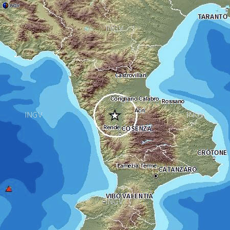Calabria: Scossa di terremoto in provincia di Cosenza