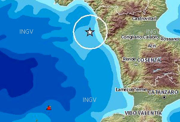Terremoti: scossa magnitudo 3.3 a largo costa ovest Calabria