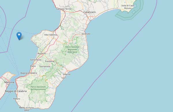 Scossa di magnitudo 3.4 a largo della Costa Calabra Sud Occidentale