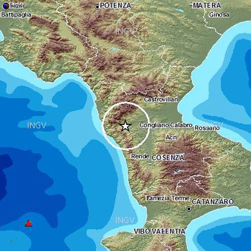 Calabria: Scossa di magnitudo 2.8 in provincia di Cosenza