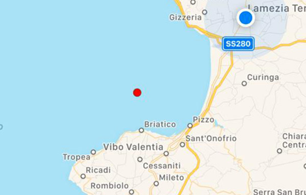 Scossa di terremoto magnitudo 3.3 registrata vicino Briatico
