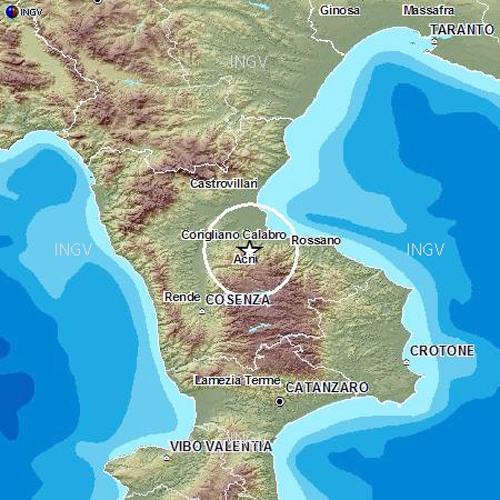 Calabria: Terremoto, nuova scossa di magnitudo 3 a Cosenza