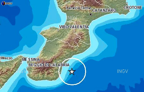 Calabria: Scossa di terremoto 2.7 al largo di Reggio